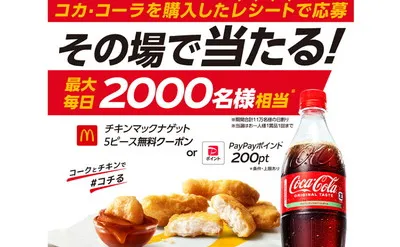 「チキンマックナゲットの無料クーポン」「PayPayポイント」