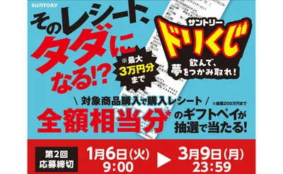 ドリンクで運試し！「ギフトペイ3万円分」当たる“ドリくじ”キャンペーン！