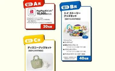 「PayPayポイント」「トイストーリー オリジナルグッズ」が当たる！