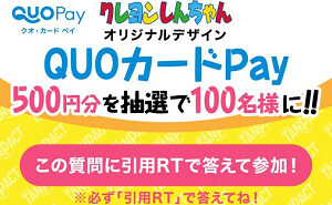 「TANPACT×クレヨンしんちゃん QUOカード Pay500円分」