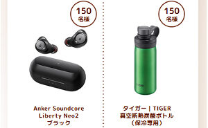 「Anker Soundcore Liberty Neo2 ブラック」「タイガー 真空断熱炭酸ボトル（保冷専用）」