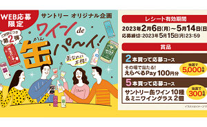 「えらべるPay 100円」「缶ワイン10本(10種)＆ミニワイングラス」