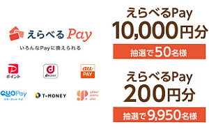 「えらべるPay 10,000円」など10,000名様！