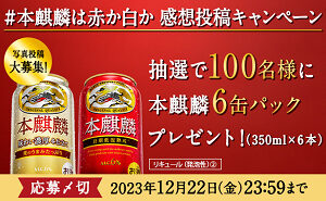 「キリン 本麒麟 6缶パック（350ml缶×6本） 」