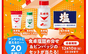 「食卓塩」「塩の看板ピンバッジ」