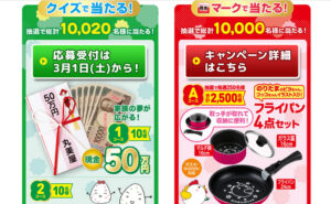 「現金50万円」「人気家電6点セット」