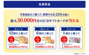 「JCBギフトカード 30,000円、10,000円、1,000円」