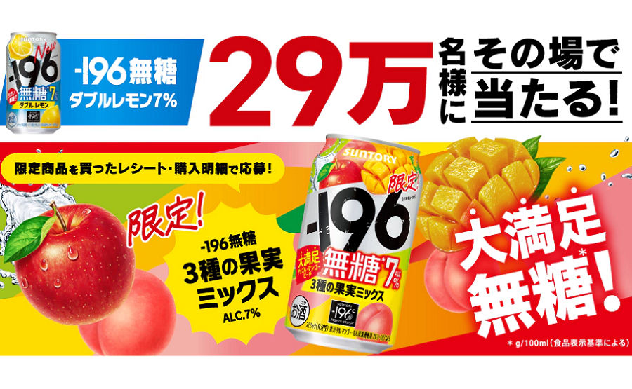 「－196無糖〈ダブルレモン〉」29万名様！