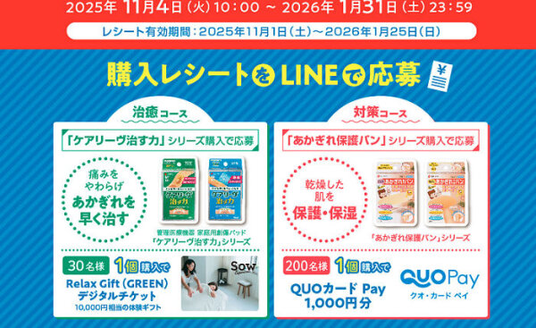 「あかぎれ貼ってケア」キャンペーンで体験型ギフトが当たる！