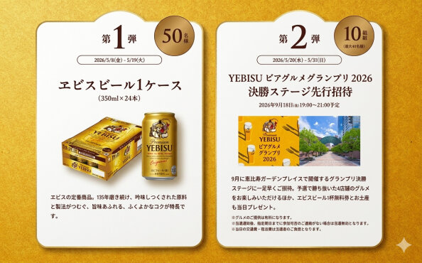 「YEBISU ビアグルメグランプリ 2026」決勝ステージの先行招待！