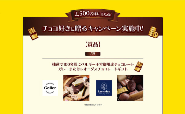 「ベルギー王室御用達チョコレートギフト」「PayPayポイント1,000円」当たる！