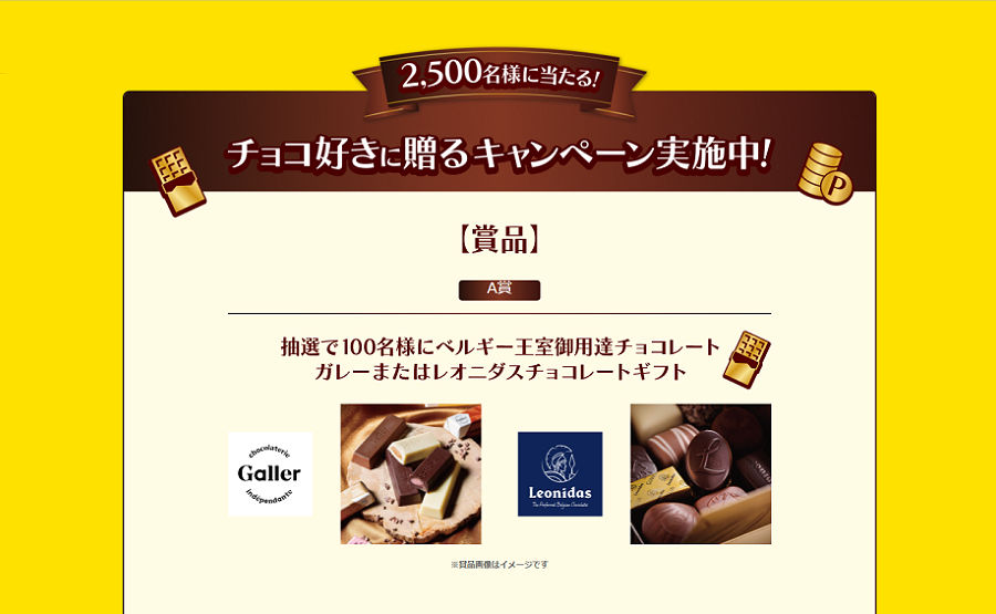 「ベルギー王室御用達チョコレートギフト」「PayPayポイント1,000円」当たる！